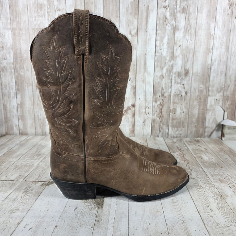 Ariat Heritage Western R-Toe Brown Leather Cowboy Boots Women 8 B 10002317